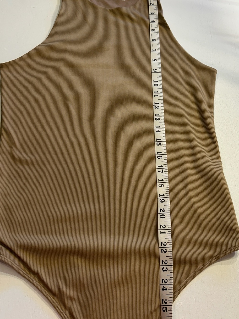 Abercrombie & Fitch Brown Ribbed High Neck Sleeveless Bodysuit Size L Stretch - Picture 5 of 7
